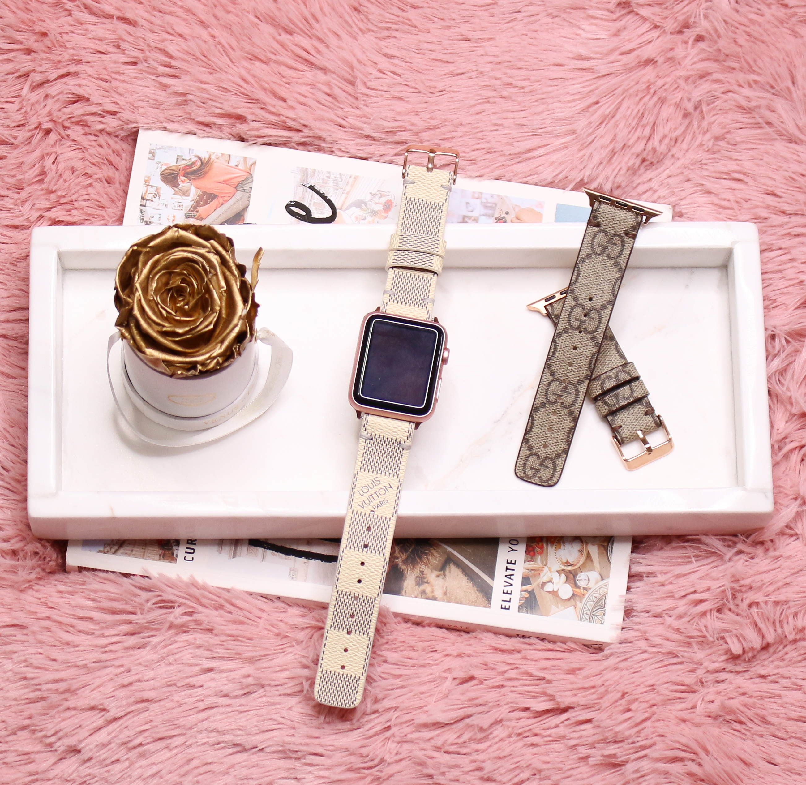 rose gold louis vuitton apple watch band